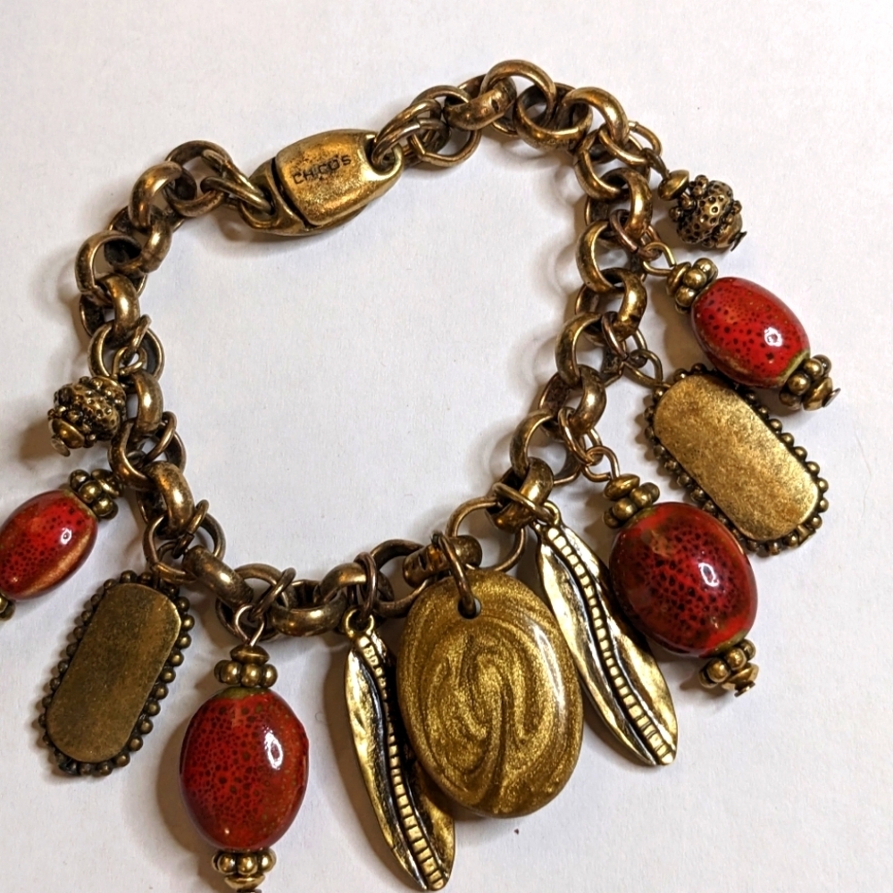 Chico's Antique Gold Charm Magnetic Bracelet - Picture 3 of 4